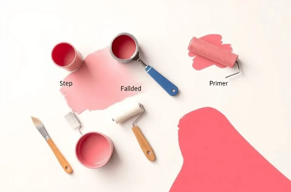 Outils de peinture disposés dans l'ordre des étapes du chantier